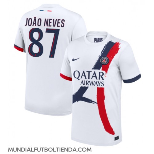 Camiseta Paris Saint-Germain Joao Neves #87 Segunda Equipación Replica 2024-25 mangas cortas